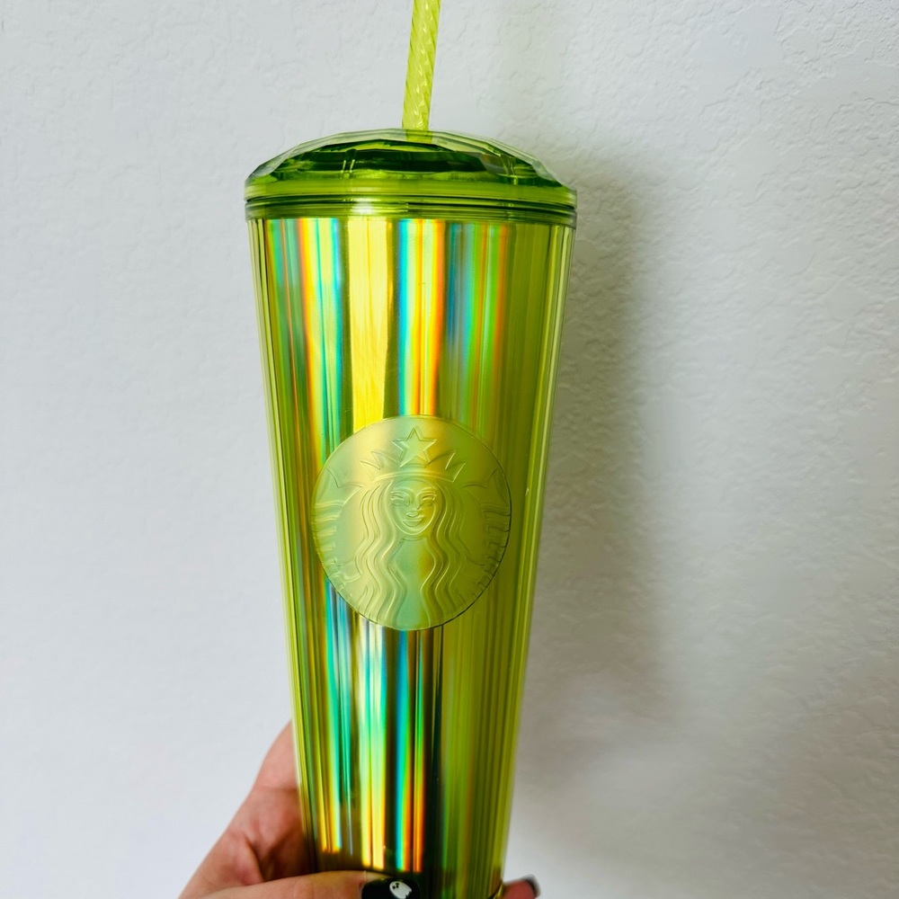 NWT Starbucks 2023 Summer Lime Green Kaleidoscope Dome Lid 24oz  Tumbler